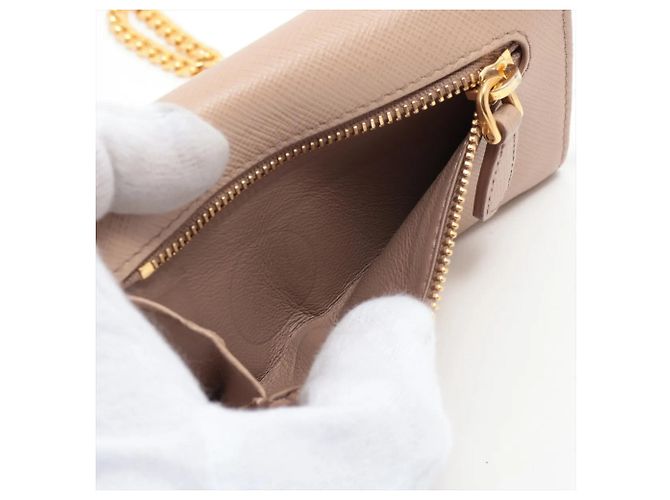 Portamonete Prada in pelle Saffiano Beige - vista 6