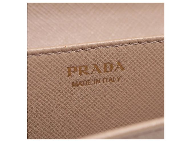 Portamonete Prada in pelle Saffiano Beige - vista 7