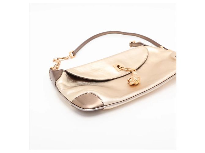 Borsa a tracolla in pelle con catena e ciondolo Tiger Head Gucci D'oro - vista 4