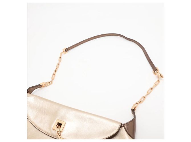 Borsa a tracolla in pelle con catena e ciondolo Tiger Head Gucci D'oro - vista 5