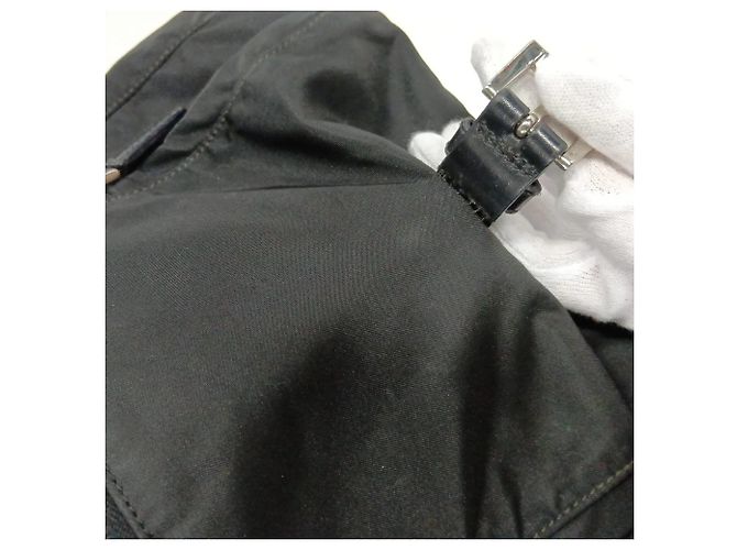 Prada Tessuto Nylon Triangle Logo Leather Shoulder Bag Black - view 14