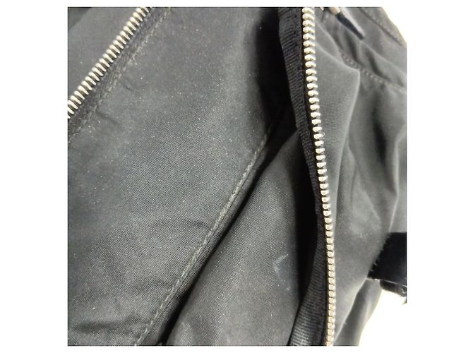 Prada Tessuto Nylon Triangle Logo Leather Shoulder Bag Black - view 15