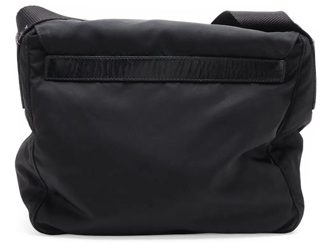 Prada Tessuto Nylon Triangle Logo Leather Shoulder Bag Black - view 2