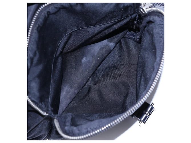 Prada Tessuto Nylon Triangle Logo Leather Shoulder Bag Black - view 8