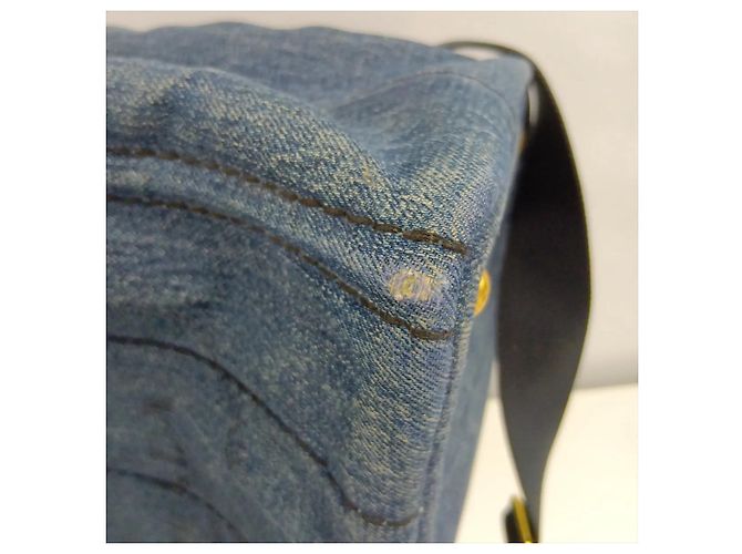 Tote Bolsa de Ombro 2-Way Prada Canapa Triangle Logo em denim Azul - vista 20