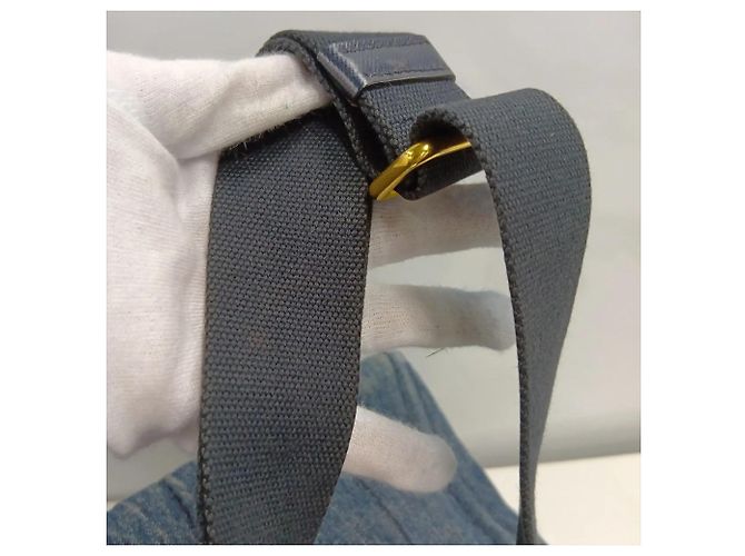 Tote Bolsa de Ombro 2-Way Prada Canapa Triangle Logo em denim Azul - vista 23