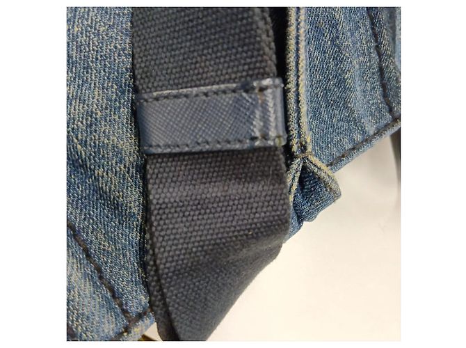 Tote Bolsa de Ombro 2-Way Prada Canapa Triangle Logo em denim Azul - vista 24