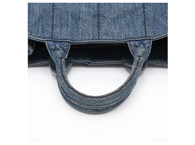 Tote Bolsa de Ombro 2-Way Prada Canapa Triangle Logo em denim Azul - vista 5
