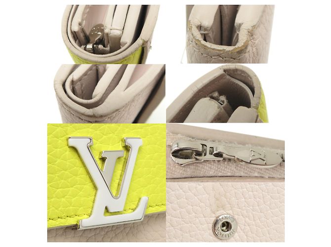 Louis Vuitton Portefeuille Capucines XS Tri-fold Wallet Beige Giallo - vista 10
