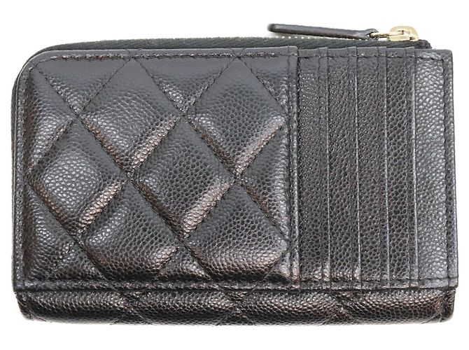 Tarjetero Chanel de piel de becerro granulada negra Negro - vista 3