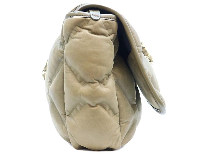 Bolsa de ombro Chanel A93602 em couro de bezerro acolchoado bubble cáqui Caqui - vista 4