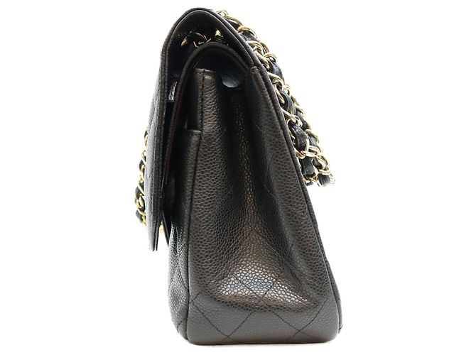 Borsa a tracolla Chanel Double Flap in pelle caviar nera Nero - vista 2