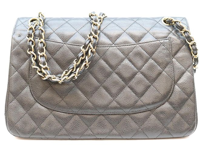 Borsa a tracolla Chanel Double Flap in pelle caviar nera Nero - vista 3