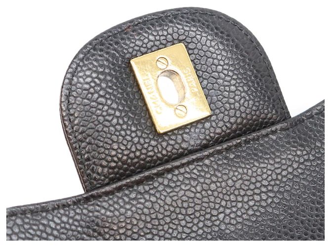 Borsa a tracolla Chanel Double Flap in pelle caviar nera Nero - vista 9