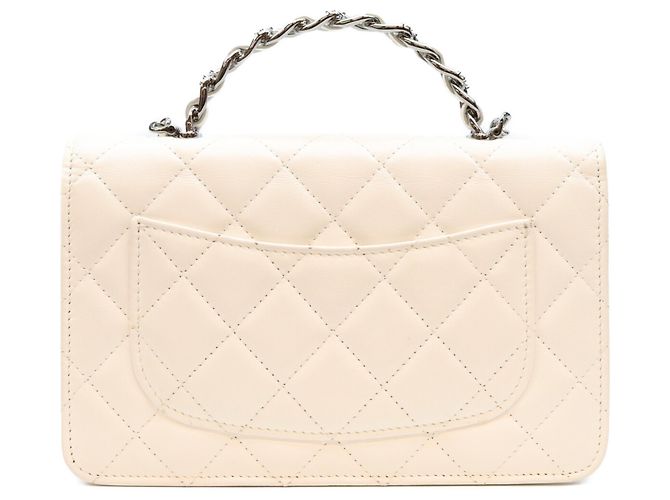 Chanel Schultertasche aus weißem Lammleder - Ansicht 3