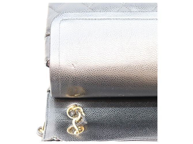 Borsa a tracolla Chanel Double Flap in pelle caviar nera Nero - vista 10