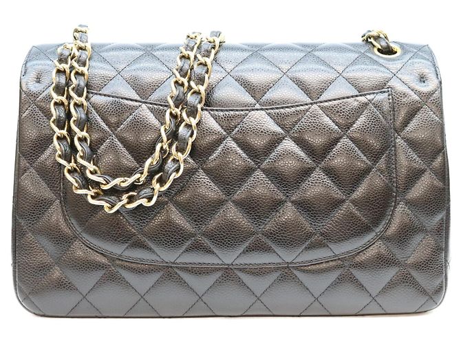 Borsa a tracolla Chanel Double Flap in pelle caviar nera Nero - vista 3