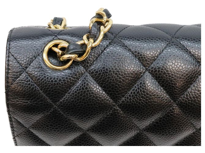 Borsa a tracolla Chanel Double Flap in pelle caviar nera Nero - vista 8
