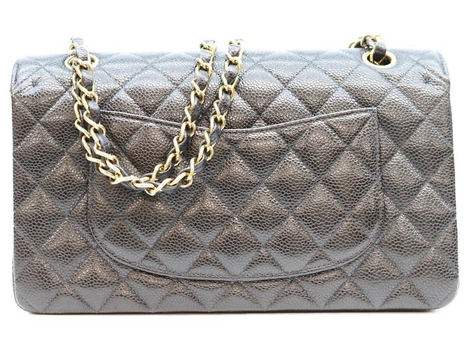 Borsa a tracolla Chanel in pelle caviar nera Nero - vista 3