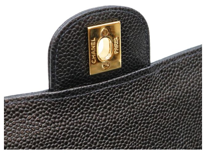 Borsa a tracolla Chanel in pelle caviar nera Nero - vista 8
