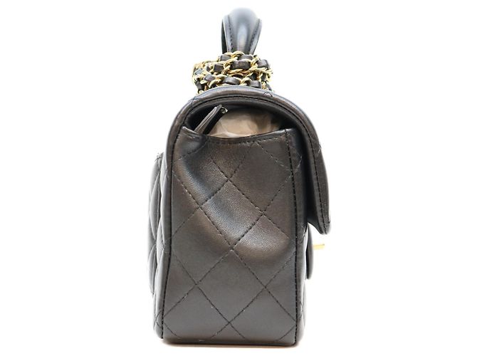 Borsa a tracolla Chanel in pelle d'agnello nera Nero - vista 4