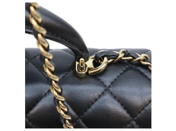 Borsa a tracolla Chanel in pelle d'agnello nera Nero - vista 7