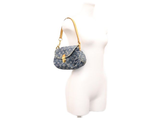 Borsa a spalla Mini Pleaty in denim Monogram Louis Vuitton - vista 13