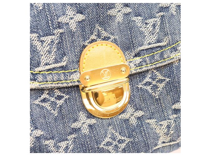 Borsa a spalla Mini Pleaty in denim Monogram Louis Vuitton - vista 7