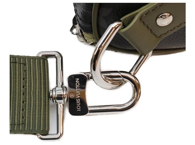 Louis Vuitton Monogram Eclipse Khaki Green Keepall Bandoulière 25 Cachi - vista 6