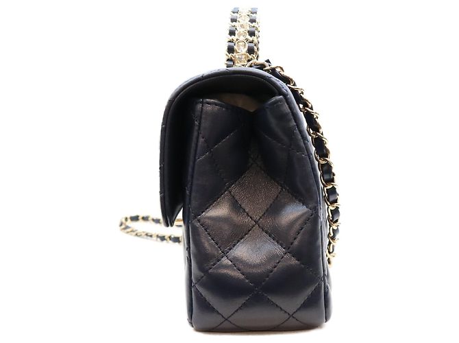 Borsa a tracolla Chanel AS4219 in pelle d'agnello blu navy - vista 2