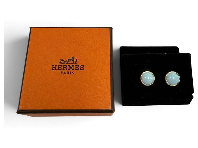 Hermès Hermes Eclipse Stud Earrings Golden Light blue - view 2