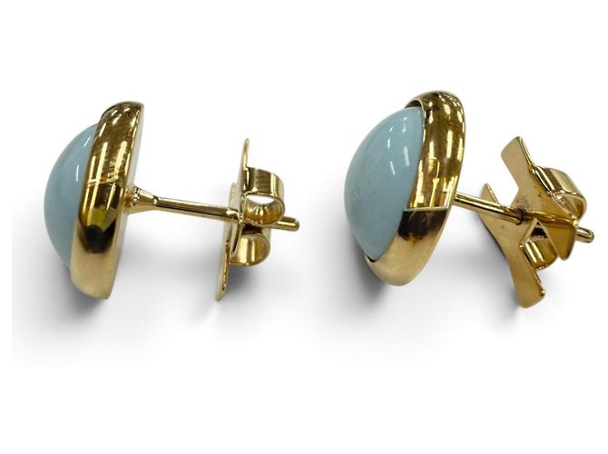 Hermès Hermes Eclipse Stud Earrings Golden Light blue - view 3