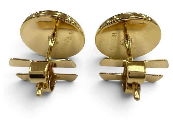 Hermès Hermes Eclipse Stud Earrings Golden Light blue - view 4