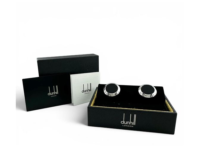 Alfred Dunhill Gemelli rotondi Dunhill JSB8201H Onyx Coin Nero Argento - vista 2