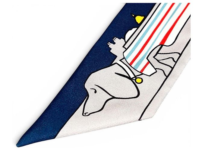 Hermès Lenço de seda Twilly Hermes Les Chiens Parisiens Multicor - vista 4