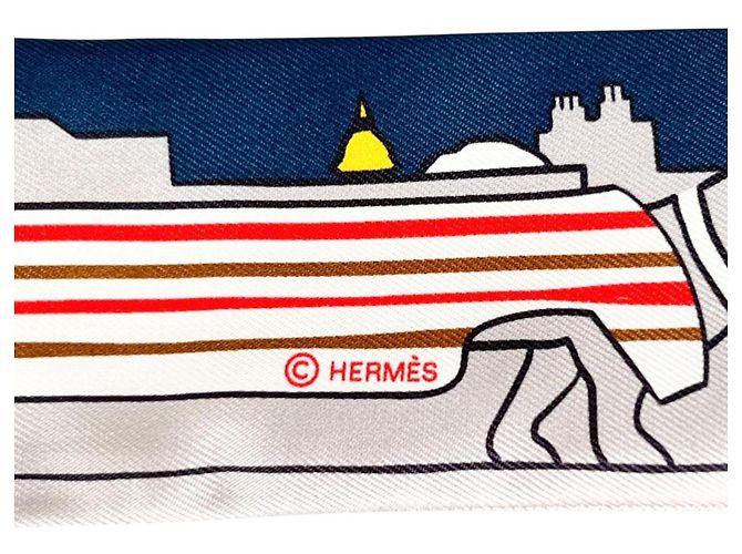 Hermès Lenço de seda Twilly Hermes Les Chiens Parisiens Multicor - vista 8