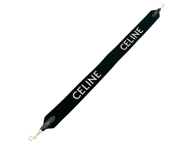 Céline Celine Canvas and Leather Jacquard Short Strap Shoulder Bag Black Golden - view 4