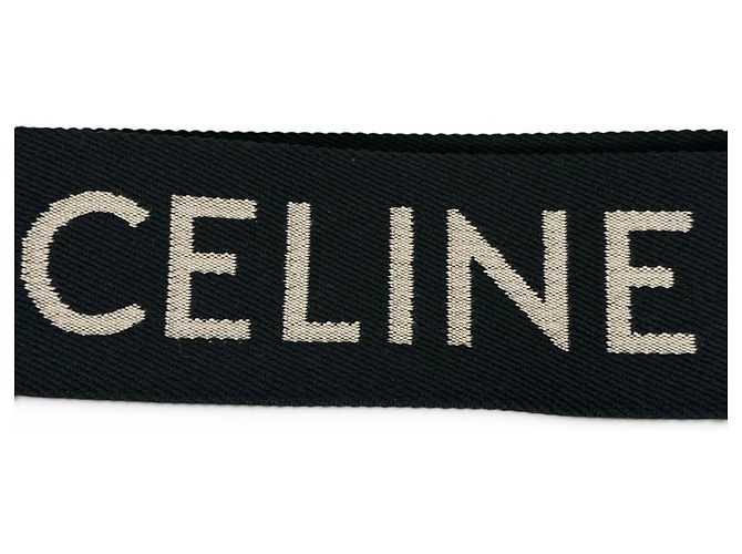 Céline Celine Canvas and Leather Jacquard Short Strap Shoulder Bag Black Golden - view 6