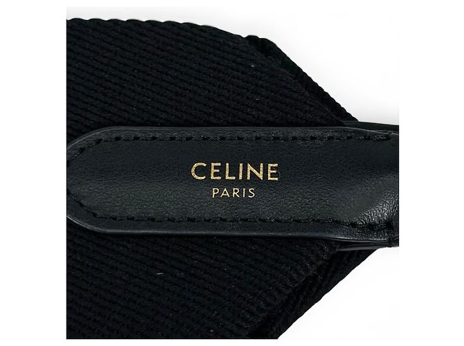 Céline Celine Canvas and Leather Jacquard Short Strap Shoulder Bag Black Golden - view 7