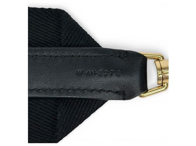 Céline Celine Canvas and Leather Jacquard Short Strap Shoulder Bag Black Golden - view 8