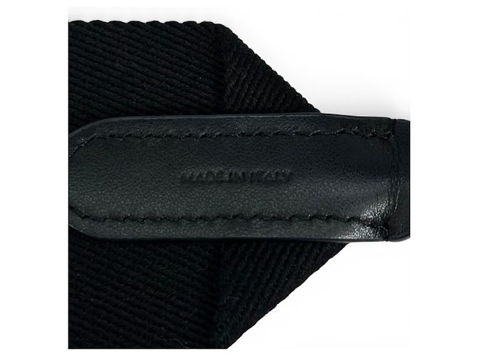 Céline Celine Canvas and Leather Jacquard Short Strap Shoulder Bag Black Golden - view 9
