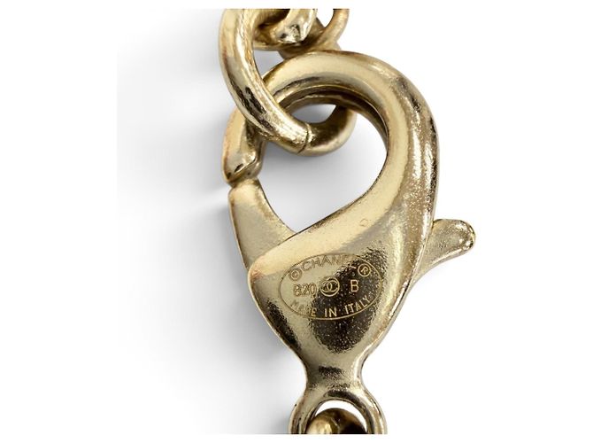 Collana a catena in pelle con perle e strass Chanel B20B Coco Mark Nero D'oro - vista 7