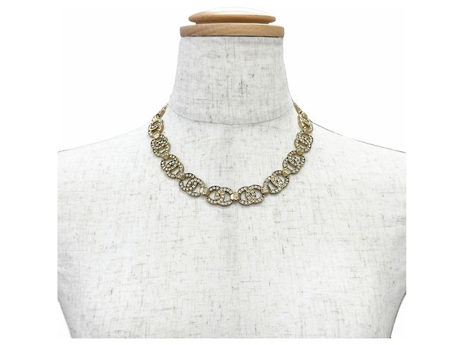 Chanel A21V Coco Mark Rhinestone Choker Necklace Golden - view 3