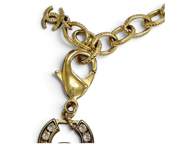 Chanel A21V Coco Mark Rhinestone Choker Necklace Golden - view 6
