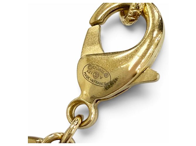 Chanel A21V Coco Mark Rhinestone Choker Necklace Golden - view 7