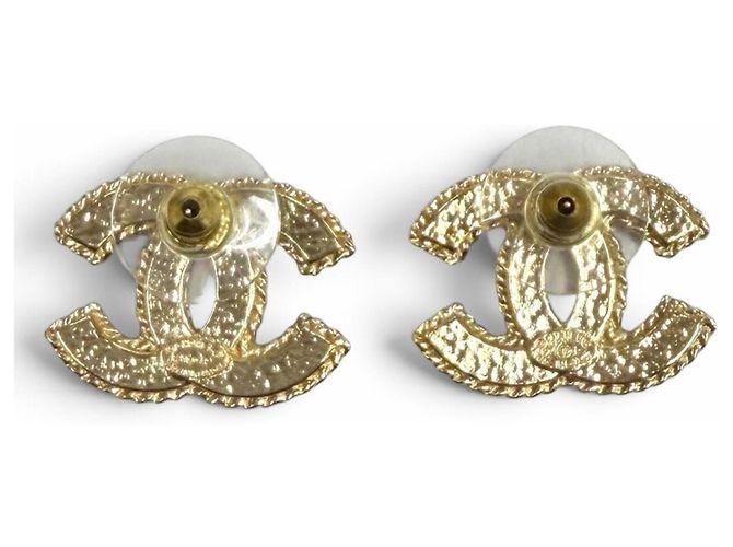 Pendientes de metal Chanel F24P Coco Mark Negro Dorado - vista 2