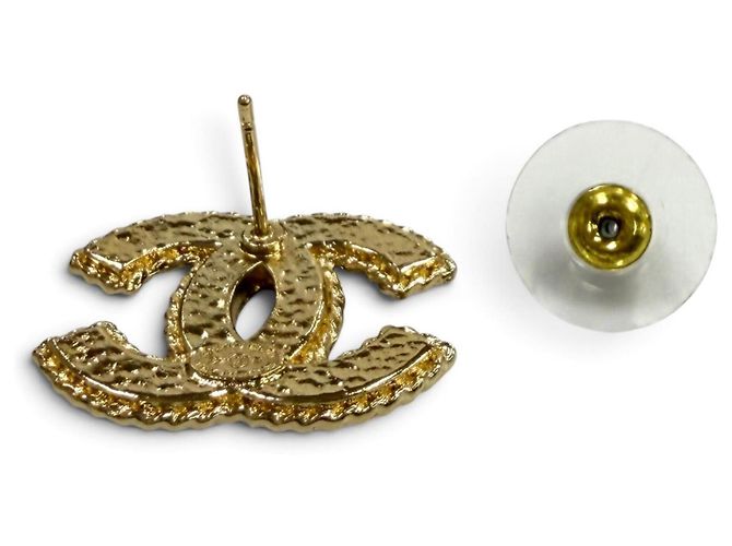 Pendientes de metal Chanel F24P Coco Mark Negro Dorado - vista 4