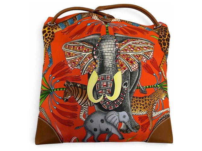 Hermès Borsa a tracolla HERMES Silky City 33 PM La Marche du Zambeze Rosso Arancione - vista 4