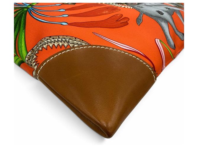 Hermès Borsa a tracolla HERMES Silky City 33 PM La Marche du Zambeze Rosso Arancione - vista 8