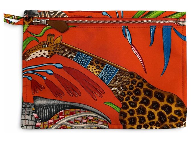 Hermès Borsa a tracolla HERMES Silky City 33 PM La Marche du Zambeze Rosso Arancione - vista 9